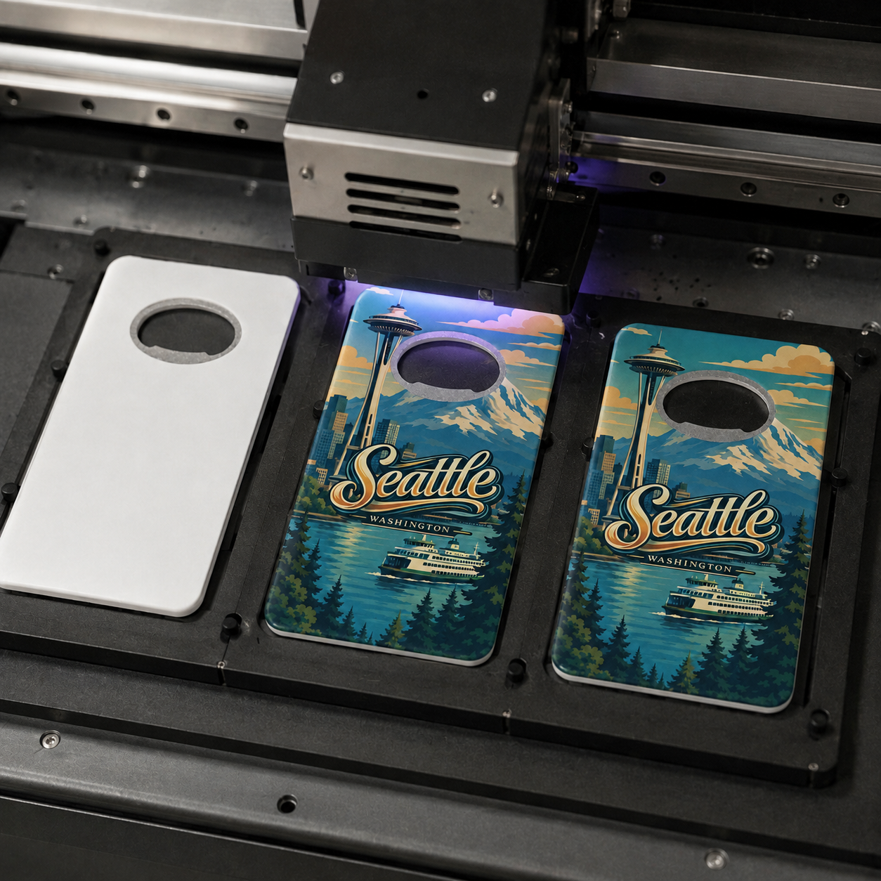 Seattle souvenir bottle opener magnet UV printing process