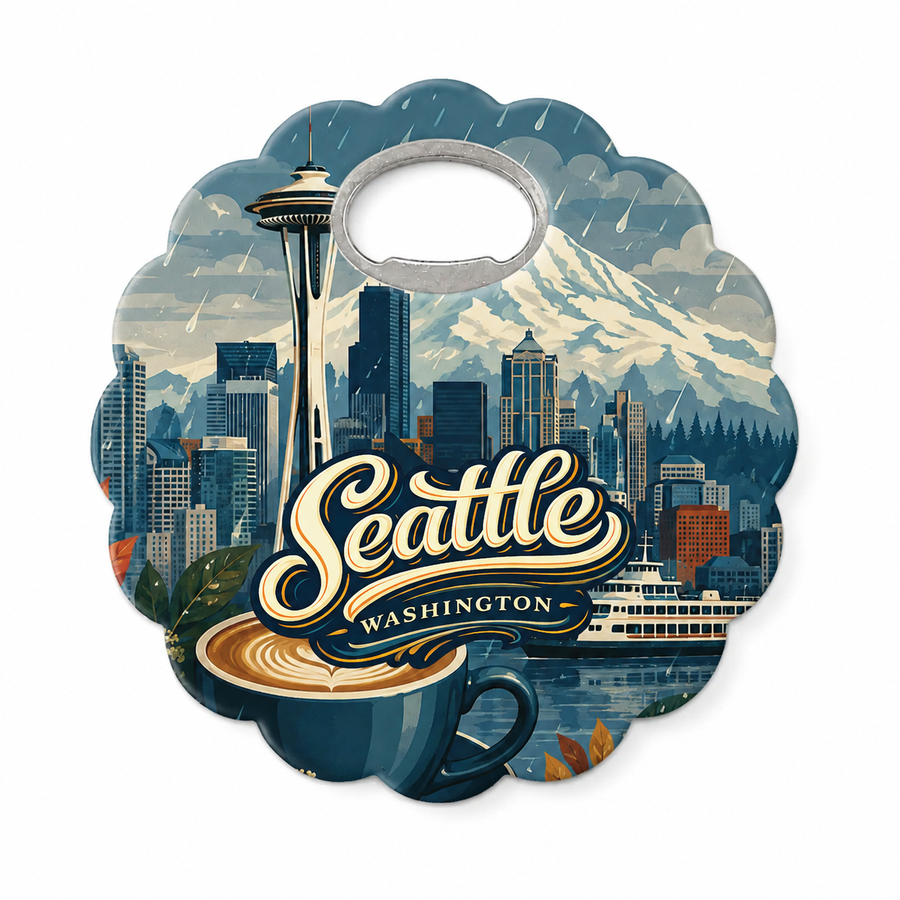 Seattle Rainy City Souvenir Bottle Opener Magnets product view