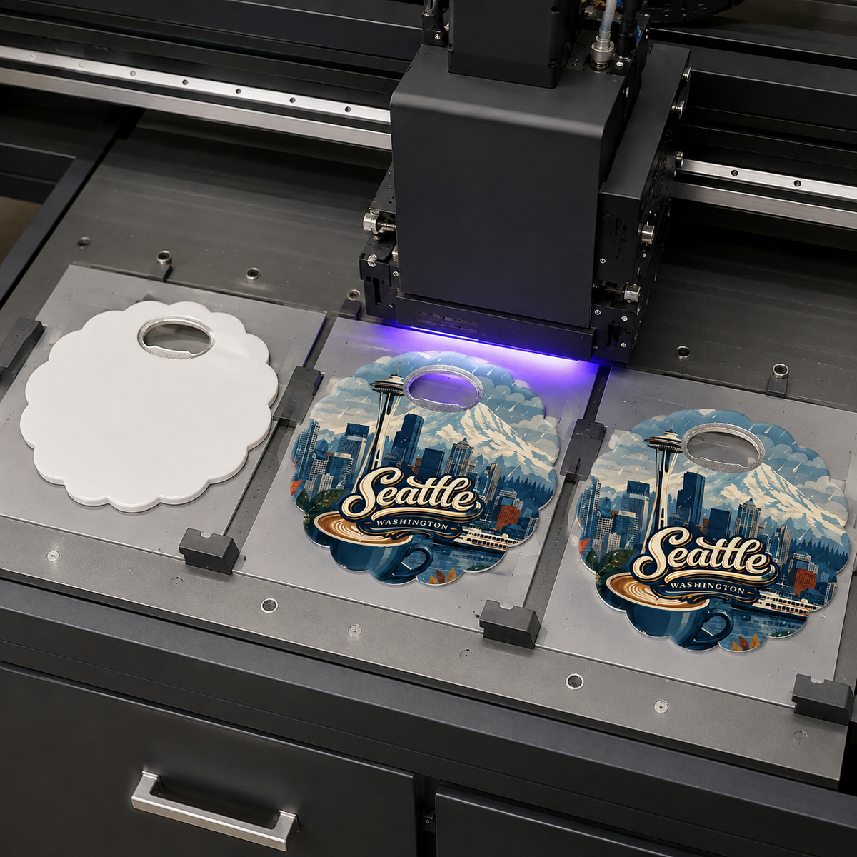 Seattle souvenir bottle opener magnet UV printing process