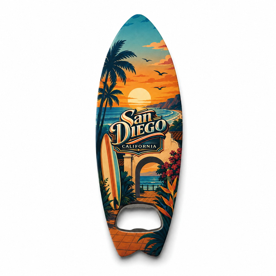 San Diego Surf & Sunset Souvenir Bottle Opener Magnets product view