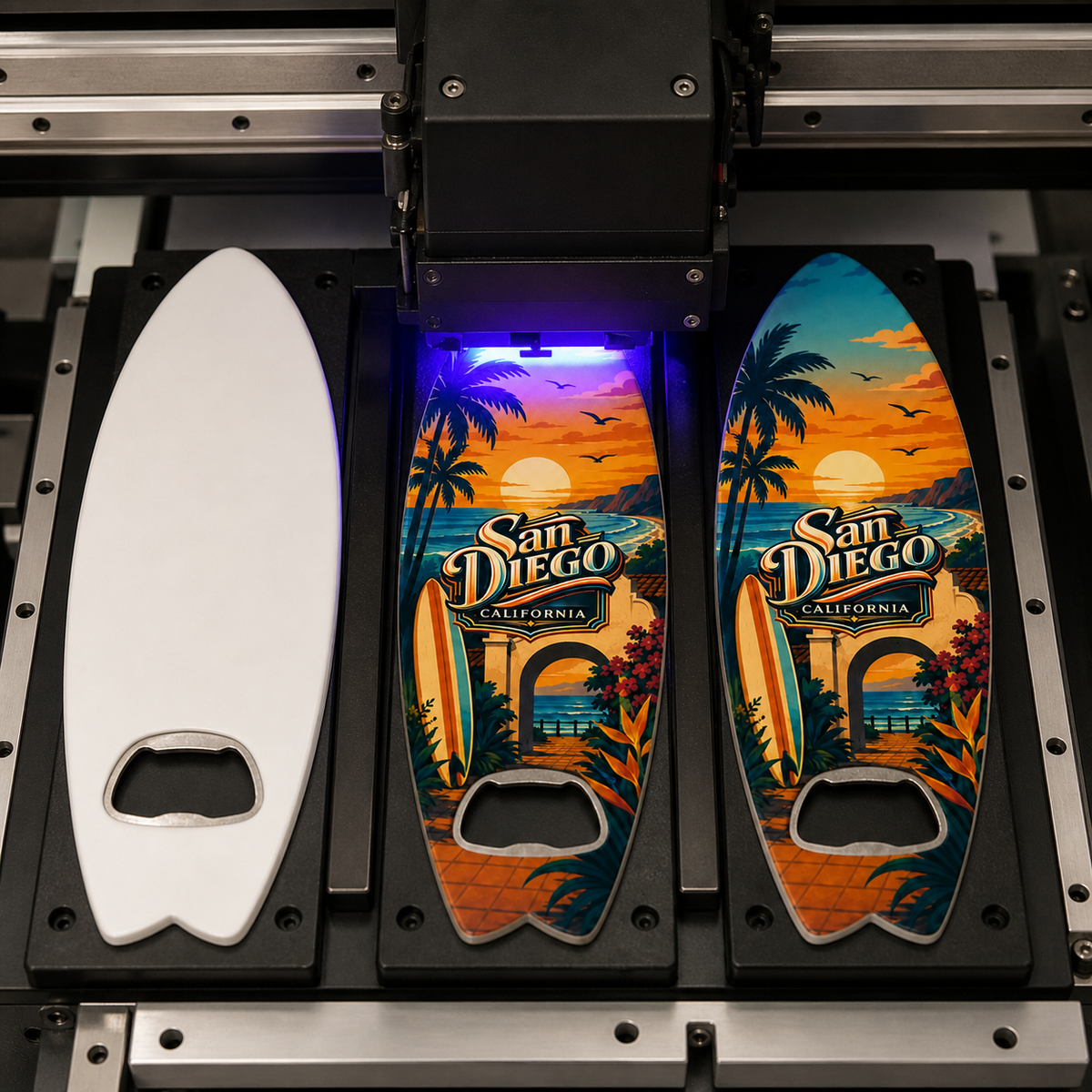 San Diego souvenir bottle opener magnet UV printing process