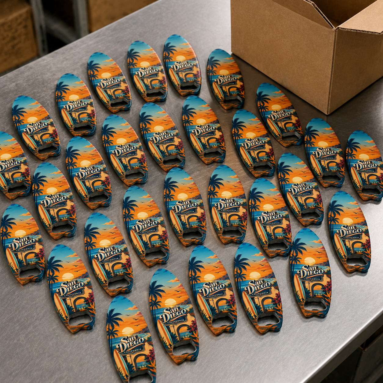 Wholesale bulk order of San Diego souvenir bottle opener magnets