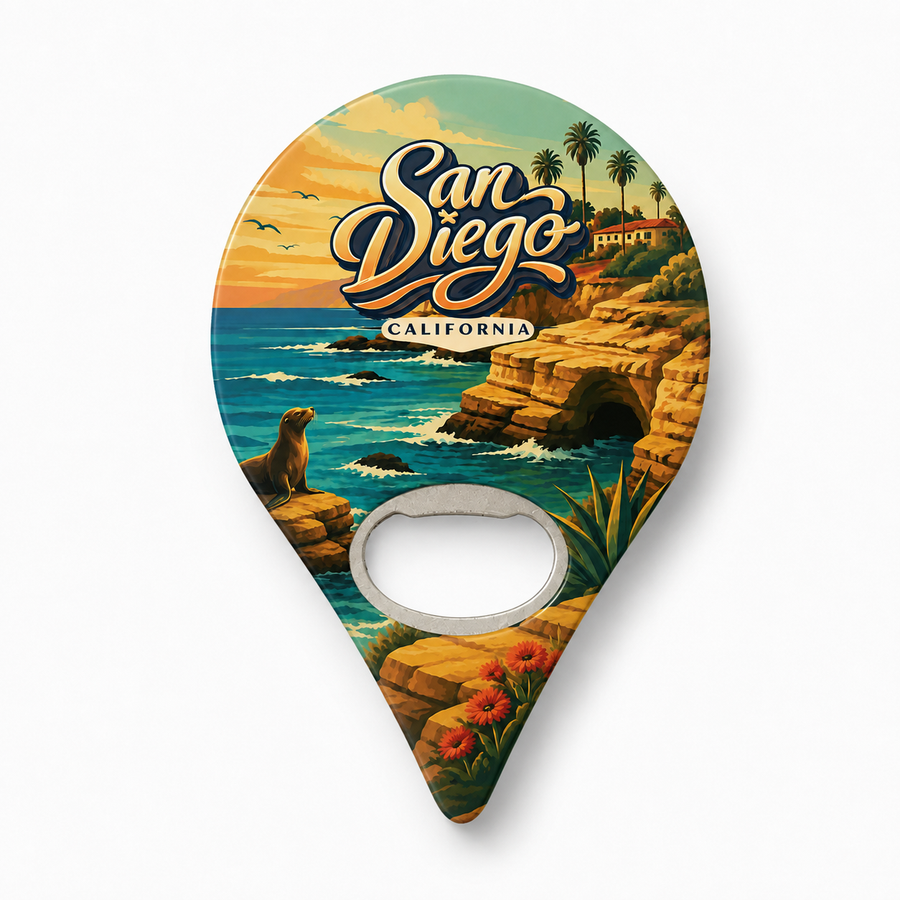 San Diego Coastal Cliffs Souvenir Bottle Opener Magnets product view