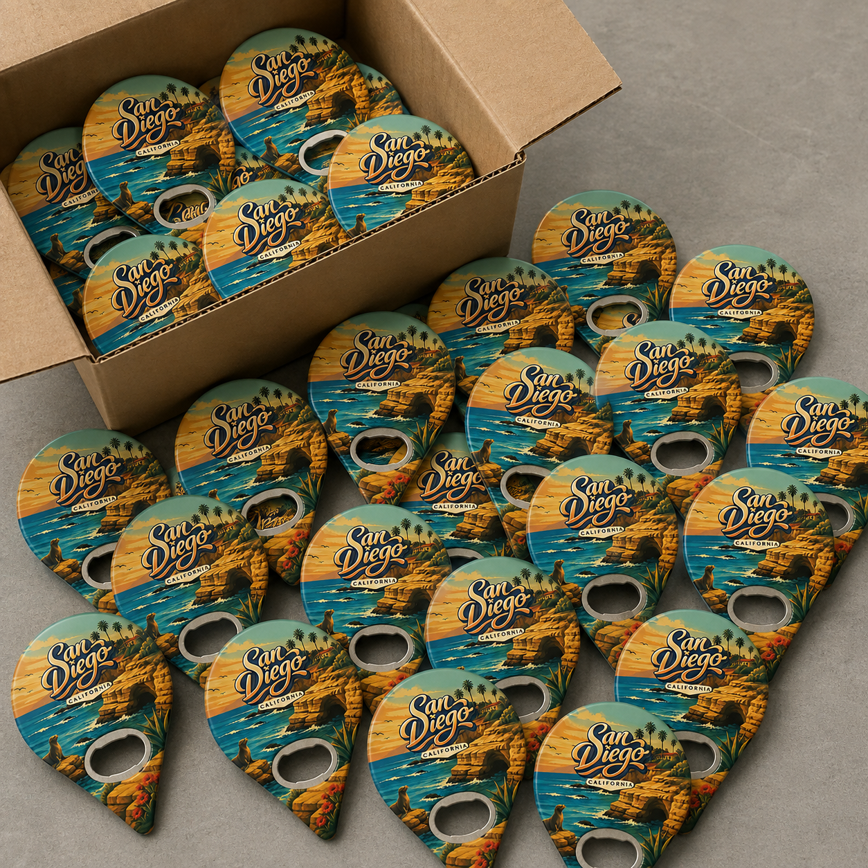 Wholesale bulk order of San Diego souvenir bottle opener magnets