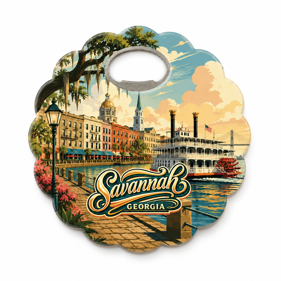 Savannah Riverfront Souvenir Bottle Opener Magnets product view