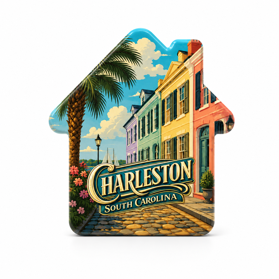 Charleston Rainbow Row Souvenir Bottle Opener Magnets product view