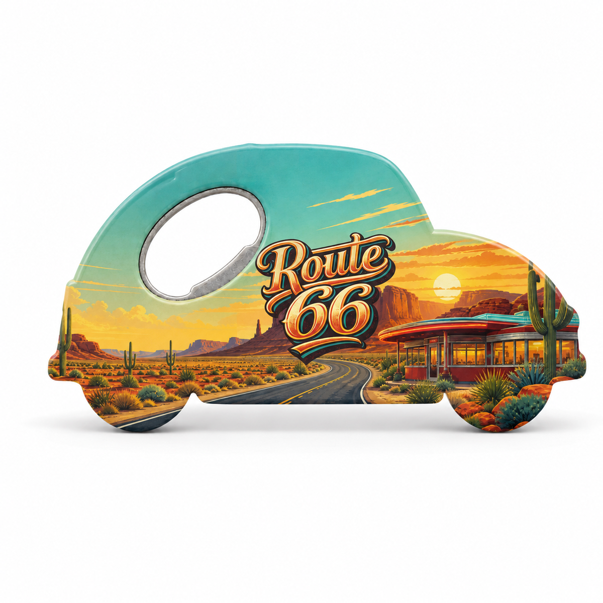 Route 66 Classic Road Souvenir Bottle Opener Magnets product view