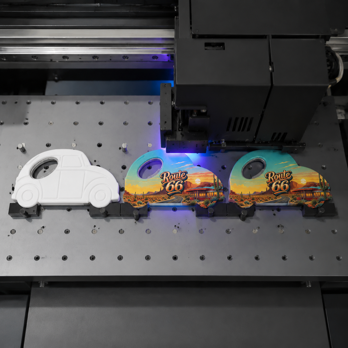 Route 66 souvenir bottle opener magnet UV printing process