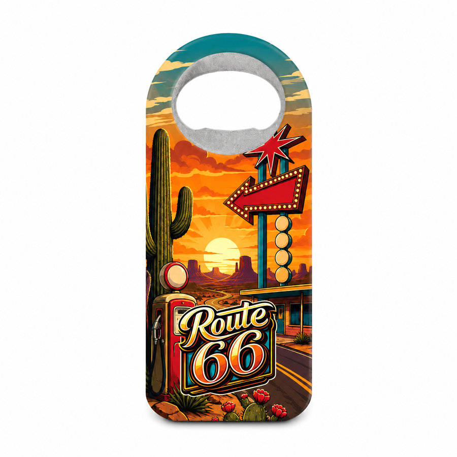 Route 66 Road Trip Souvenir Bottle Opener Magnets product view