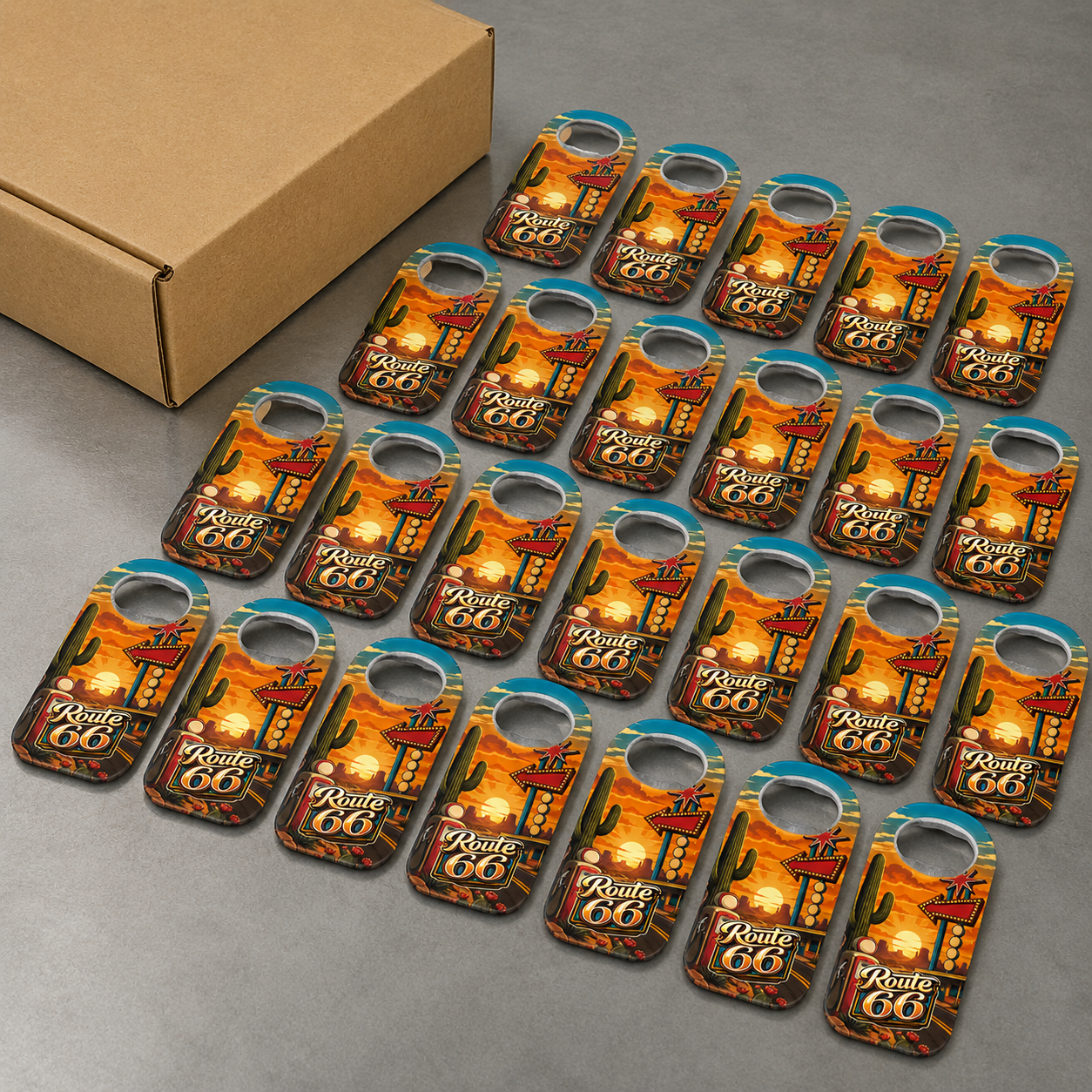 Wholesale bulk order of Route 66 souvenir bottle opener magnets