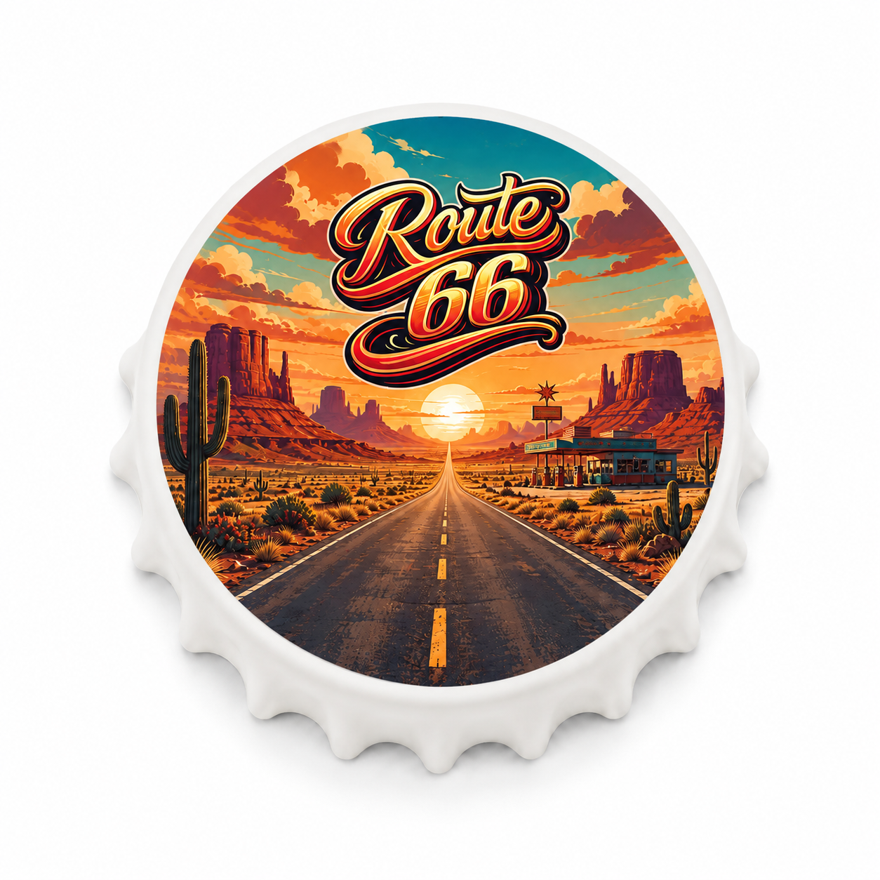 Route 66 Desert Highway Souvenir Bottle Opener Magnets product view