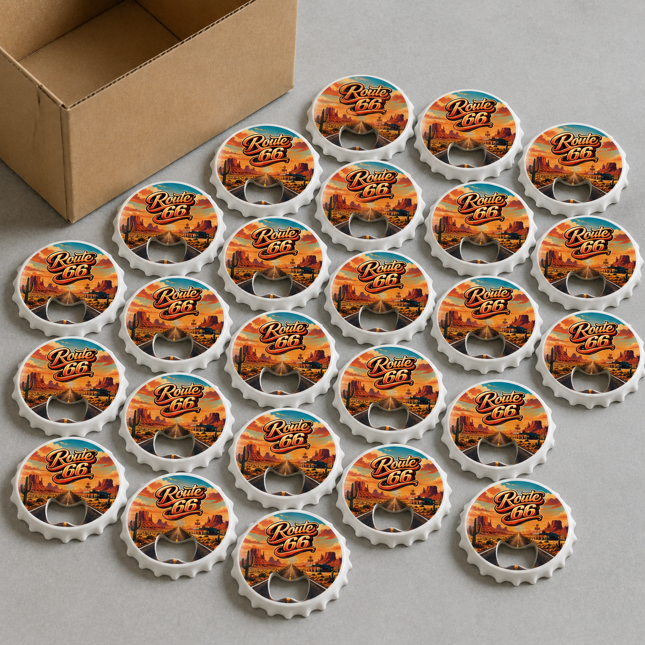 Wholesale bulk order of Route 66 souvenir bottle opener magnets