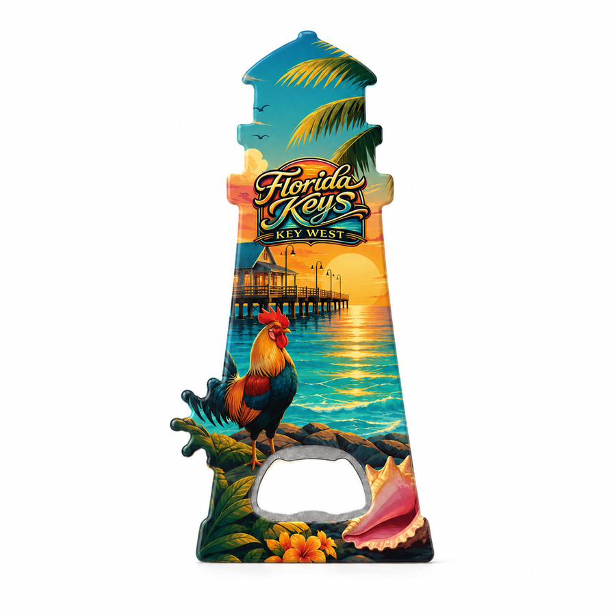 Key West Sunset Pier Souvenir Bottle Opener Magnets product view