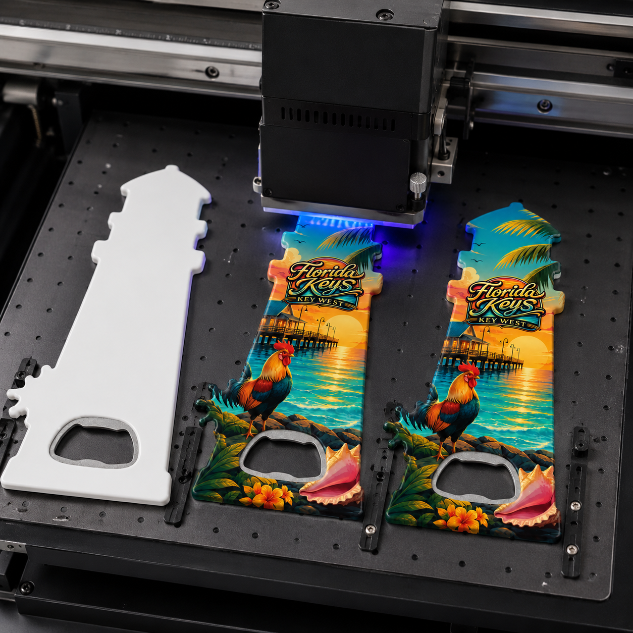 Florida Keys and Key West souvenir bottle opener magnet UV printing process