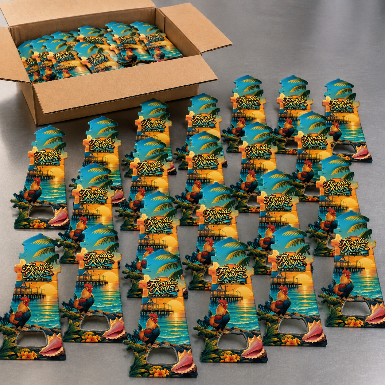 Wholesale bulk order of Florida Keys and Key West souvenir bottle opener magnets