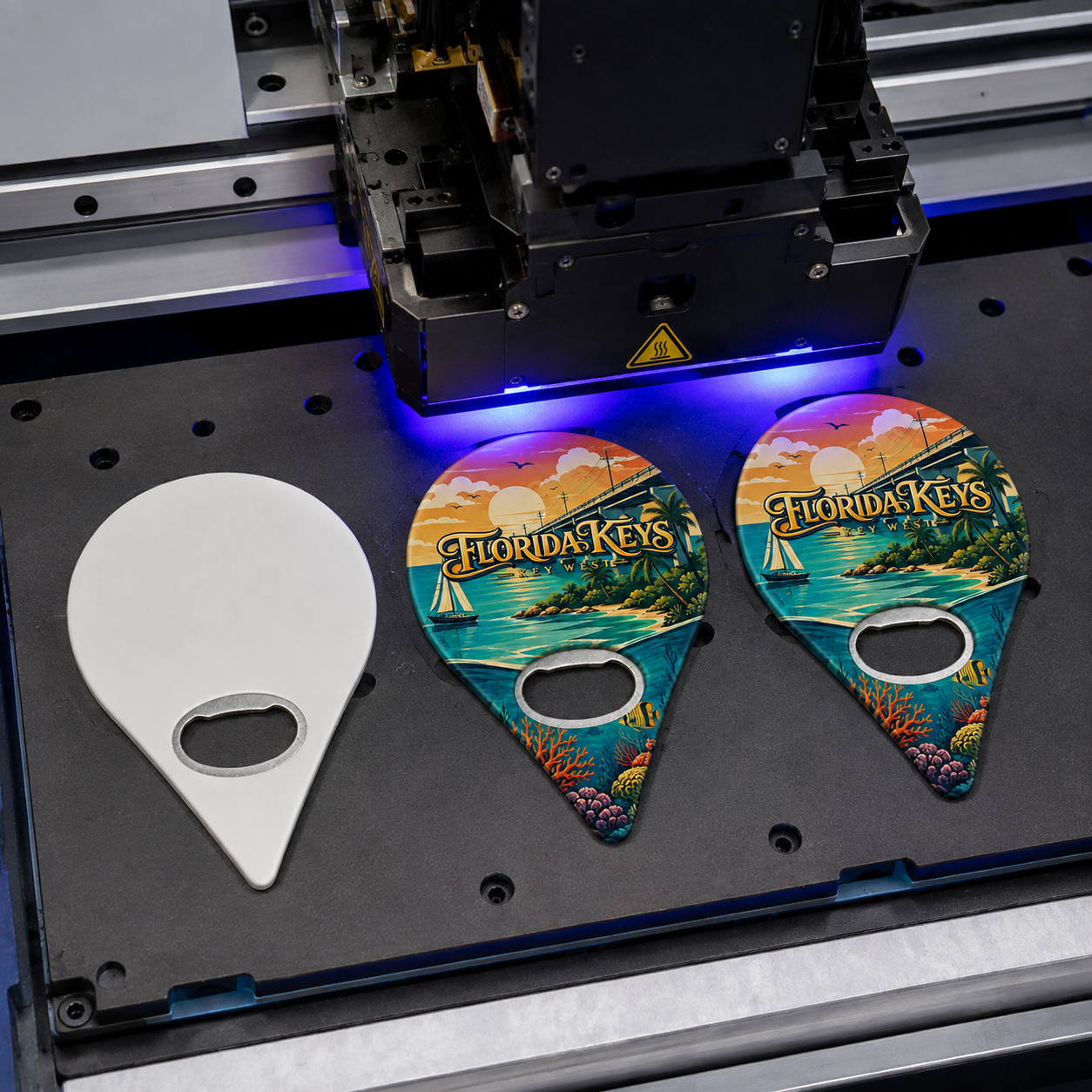 Florida Keys and Key West souvenir bottle opener magnet UV printing process