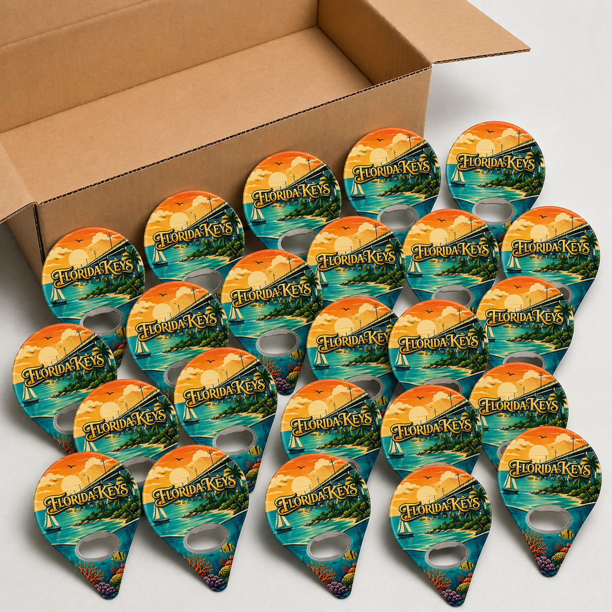 Wholesale bulk order of Florida Keys and Key West souvenir bottle opener magnets